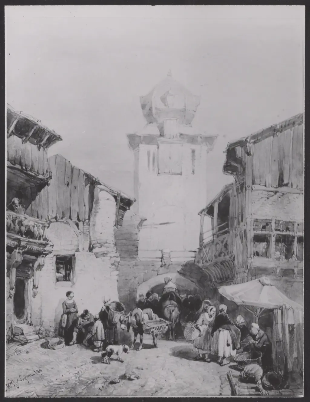Een stadspoort (tekening)
